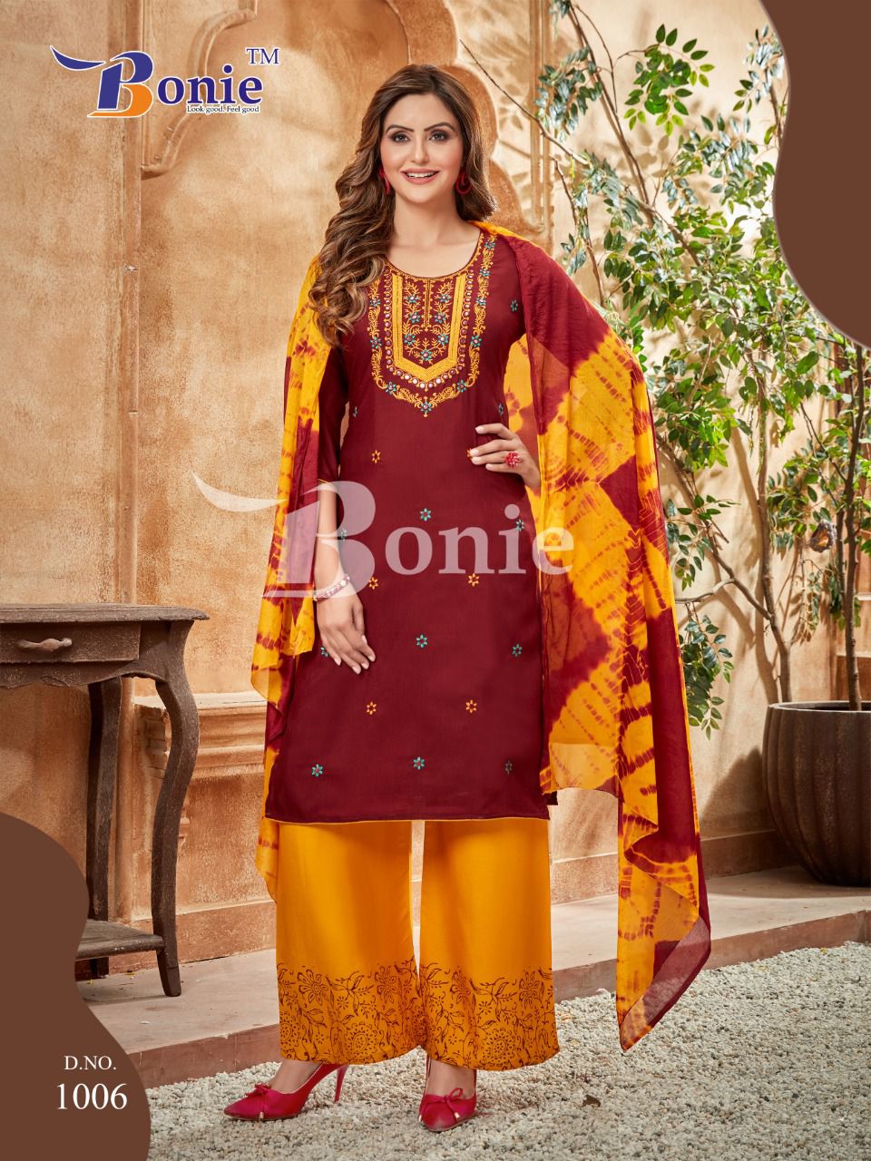 Bonie Gulzar fancy Festive Wear Rayon Kurti Palazzo With Dupatta Collection